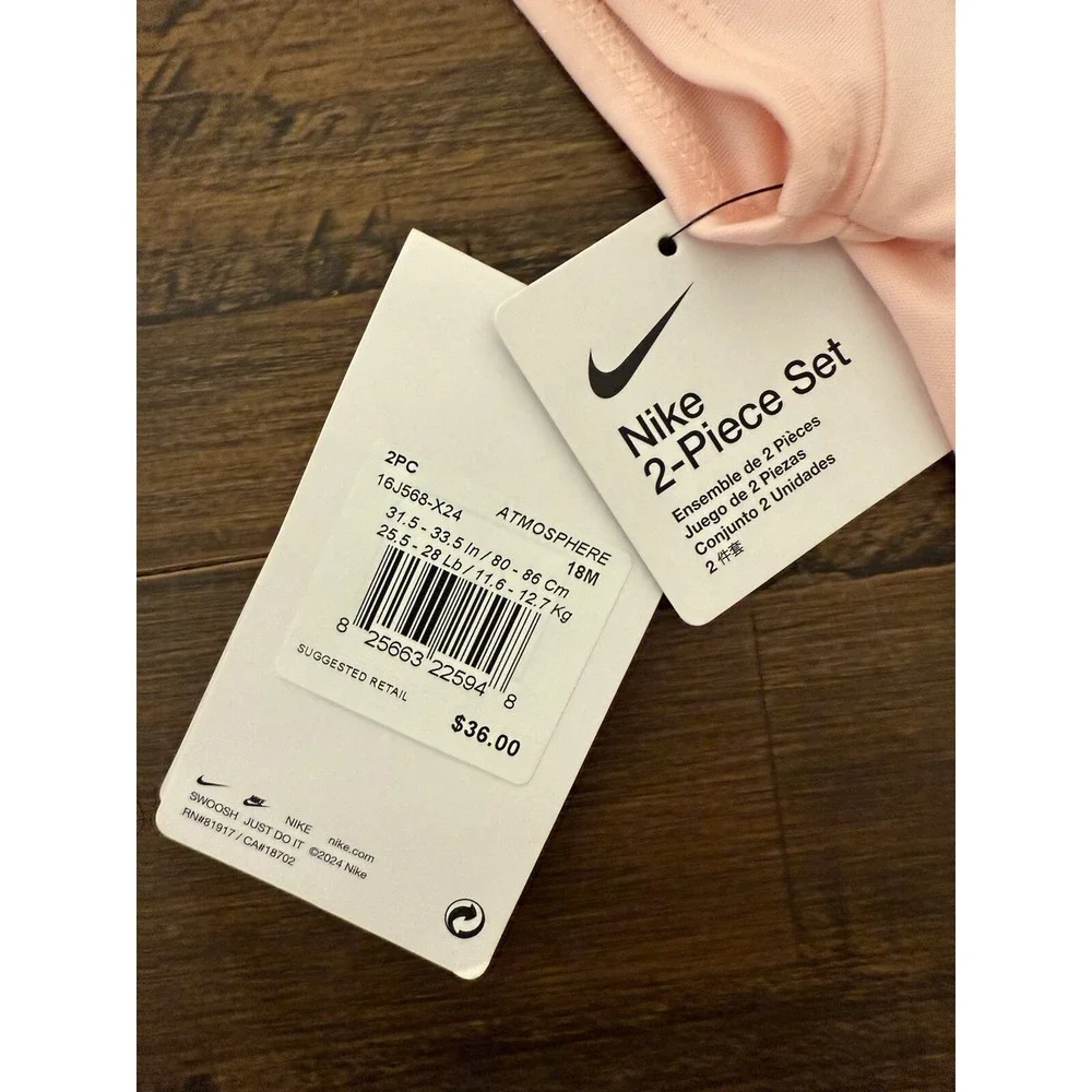 New Nike Baby Girl's Dri-FIT Logo T-Shirt Sz 18 Pink New Toddler Read NWT